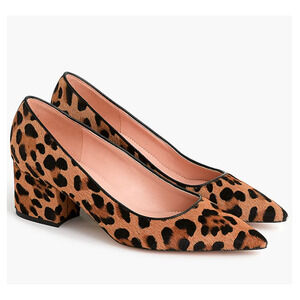 J. Crew Laney Mid Heel Pumps in Leopard Print Calf Hair Women's Size 6.5